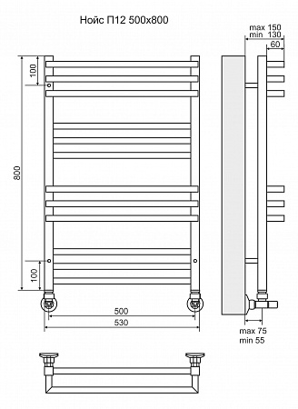 Нойс П12 500х800 Полотенцесушитель  TERMINUS Симферополь - фото 3