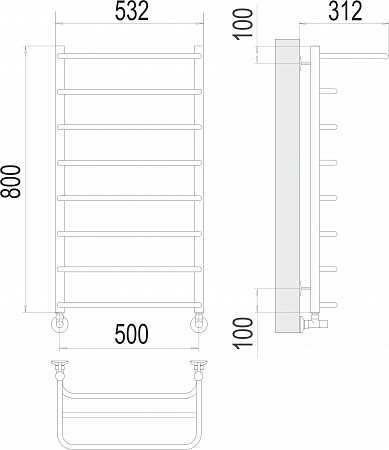 Полка П8 500х800  Полотенцесушитель  TERMINUS Симферополь - фото 3