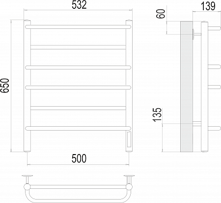 Евромикс П6 500х650 Электро (quick touch) Полотенцесушитель  TERMINUS Симферополь - фото 3