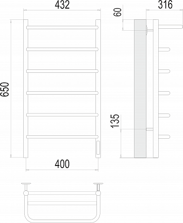 Полка П6 400х650 Электро (quick touch) Полотенцесушитель  TERMINUS Симферополь - фото 3