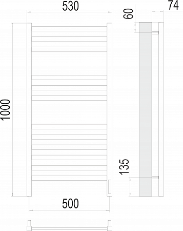 Енисей П12 500х1000  электро (sensor quick touch) Полотенцесушитель TERMINUS  Симферополь - фото 3