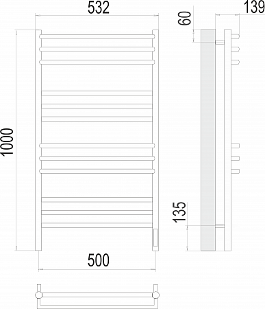 Прато П12 500х1000 электро (sensor quick touch) Полотенцесушитель  TERMINUS Симферополь - фото 3