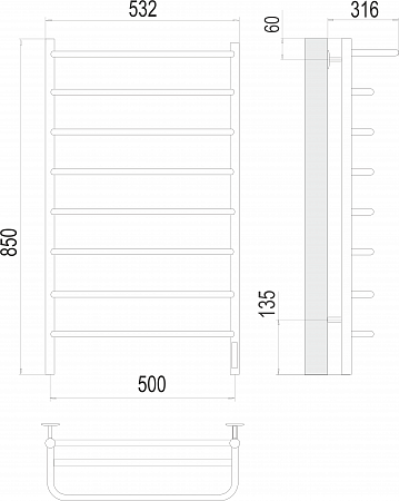 Полка П8 500х850 Электро (quick touch) Полотенцесушитель  TERMINUS Симферополь - фото 3