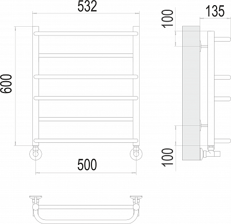 Евромикс П6 500х600 Полотенцесушитель  TERMINUS Симферополь - фото 3