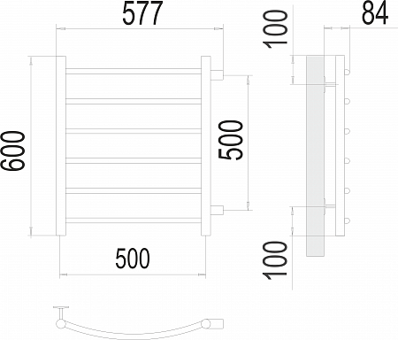 Классик П6 500х600 бп500 Полотенцесушитель  TERMINUS Симферополь - фото 3