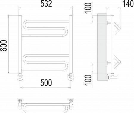 Юпитер П6 500х600 Полотенцесушитель  TERMINUS Симферополь - фото 3