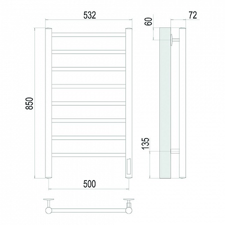 Аврора П8 500х850 Электро Полотенцесушитель TERMINUS Золото Симферополь - фото 4 Аврора П8 500х850 Электро Полотенцесушитель TERMINUS Золото Симферополь - фото 4