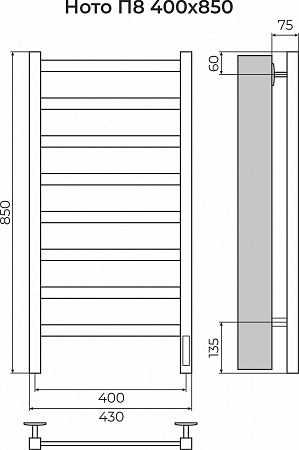 Ното П8 400х850 Электро (quick touch) Полотенцесушитель TERMINUS Симферополь - фото 3