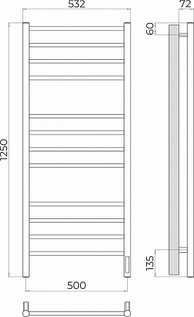 Аврора П12 500х1250 Электро (quick touch) Полотенцесушитель TERMINUS Симферополь - фото 3