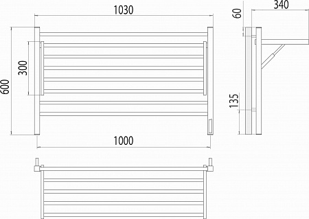 Горизонт П8 1000х600 электро КС ЧЕРНЫЙ МУАР (sensor quick touch) Полотенцесушитель TERMINUS Симферополь - фото 5